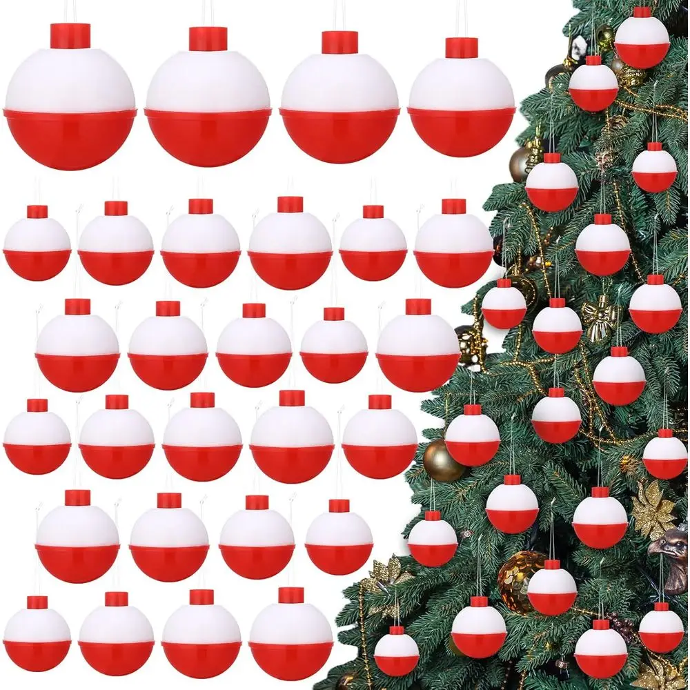 

Набор из 24 предметов разных поплавков для рождественской рыбалки для елочных украшений и сувениров для вечеринок, размеры 1,25-2 дюйма