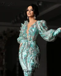 Heavy Beaded Evening Dresses Middle East V Neck Wedding Cermony Event Gowns Dubai Crystals Couture Party Dress Vestidos De Gala