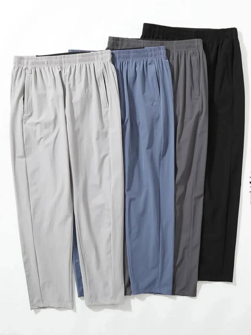 

Мужские спортивные брюки для активного отдыха: быстросохнущие, эластичные, дышащие, с отражающим принтом, повседневные, прямого кроя, весна-лето