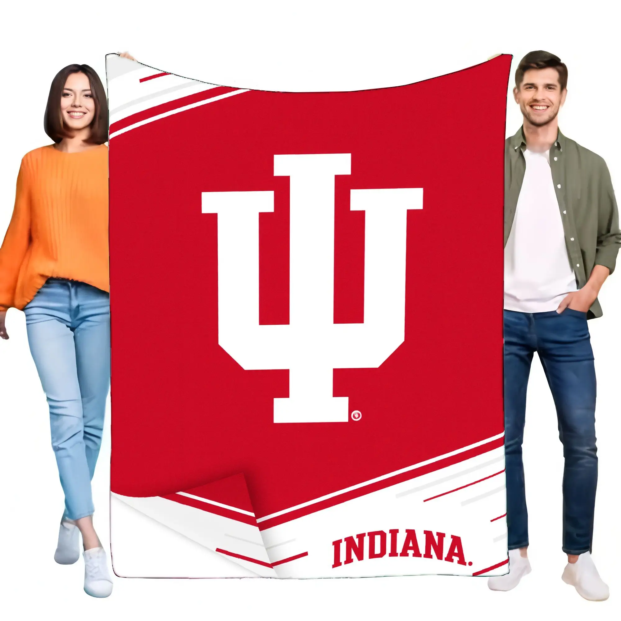 Indiana University IU Logo Manta roja grande con rayas, acogedora y suave para fanáticos, ideal para decoración del hogar o eventos deportivos, Perf