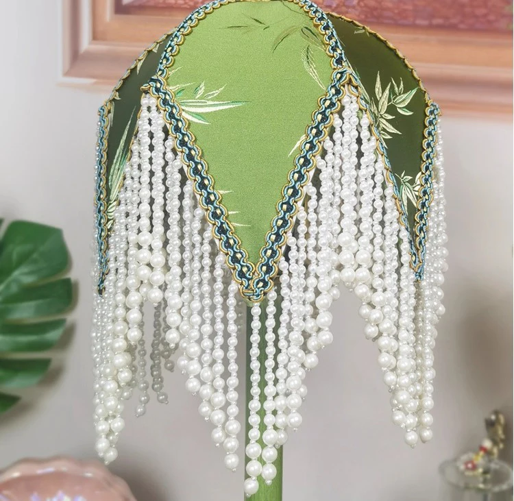 خمر الأوروبي مصباح ظلال اليدوية كريستال شرابات حبة أباجورة النسيج ل الجدول غطاء خفيف مصباح أرضي يغطي ديكور المنزل