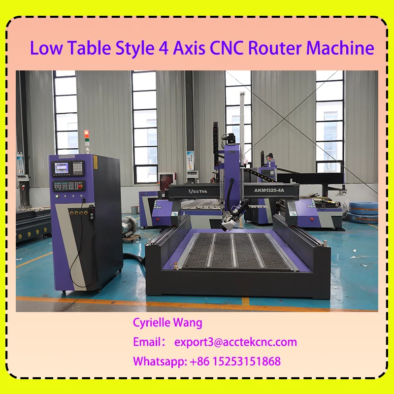 

4 Axis Low Table Style 1325 1530 Woodworking CNC Router CNC Milling Machine CNC Engraving Machinery for Wood MDF Foam Tools
