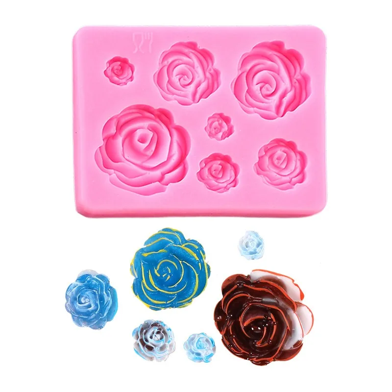 Rose Flower Silicone Mold Food Grade DIY 3D Cake Baking Decoration Fudge Wedding Cupcake Topper Jewelry Baking Tool Moulds