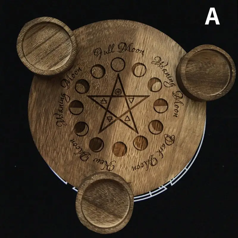 Magic Candlestick Party Decor Gift New Year Pentagram Candle Holder Tarot Wooden Divination Ceremony Supplies
