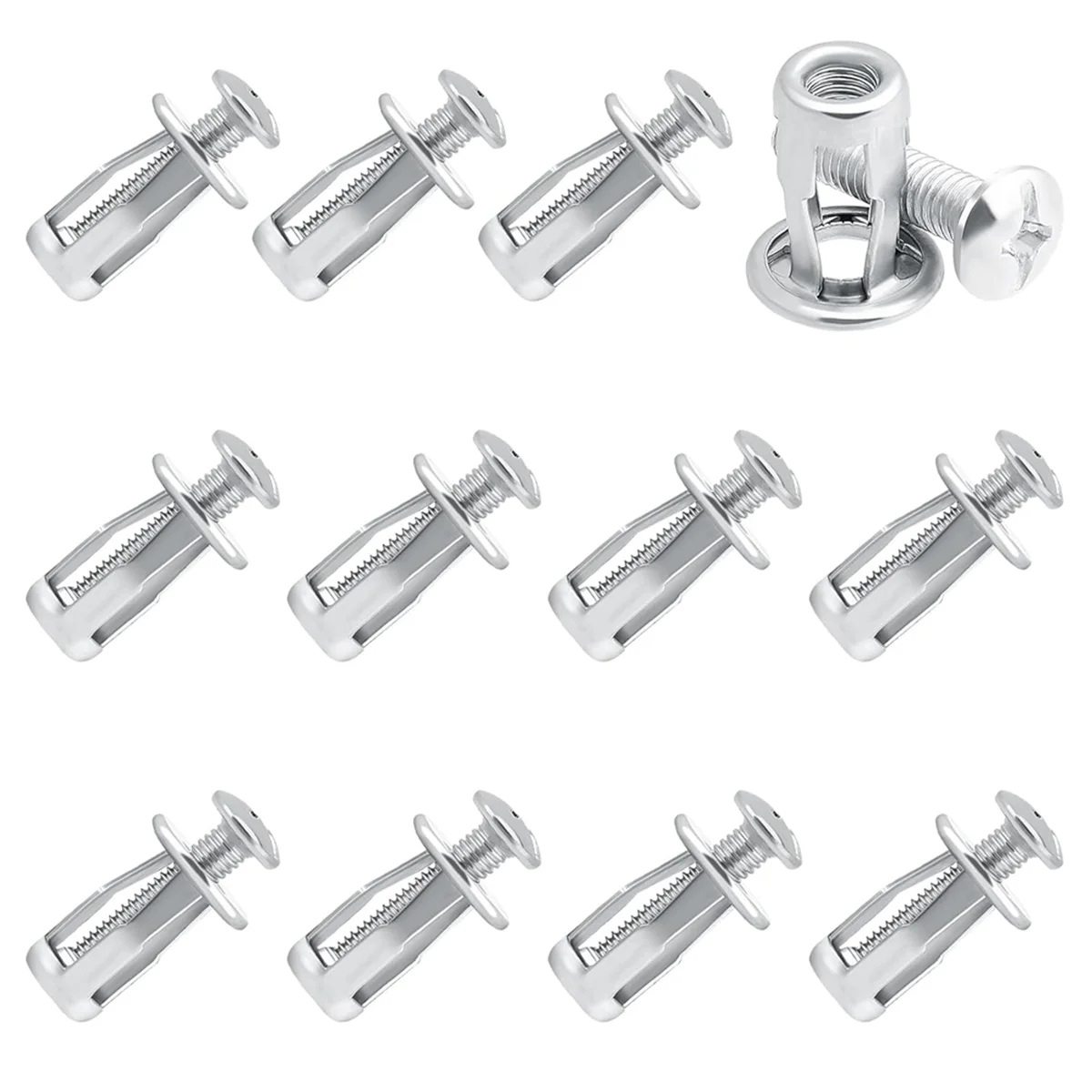 12 PCS Hollow Door Anchor Screws Set Hollow Metal Cavity Fixing M6 Jack Nuts Insert Nuts Petal Nuts for Wall Steel Pipe