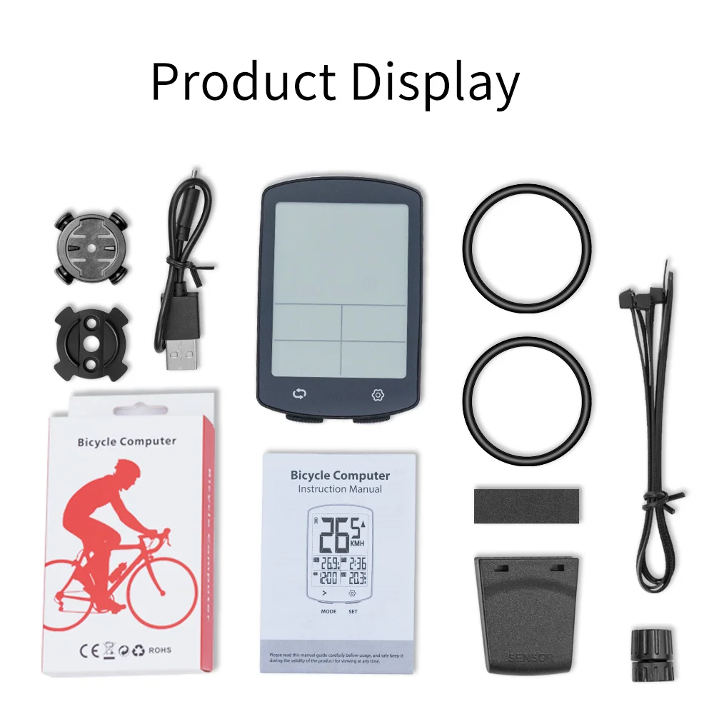 Kabelloser Fahrradcomputer mit großem Bildschirm, USB-Aufladbar, Extrem Lange Standby-Zeit, Fahrradtacho, Wasserdichter Radkraftmesser