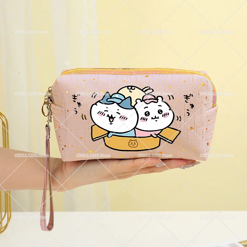 Chiikawas Hachiware Usagi Makeup Bag Kawaii Cartoon Cosmetic Pouch Women Portable Travel Toiletry Storage Bag Cosmetic Organizer view 3