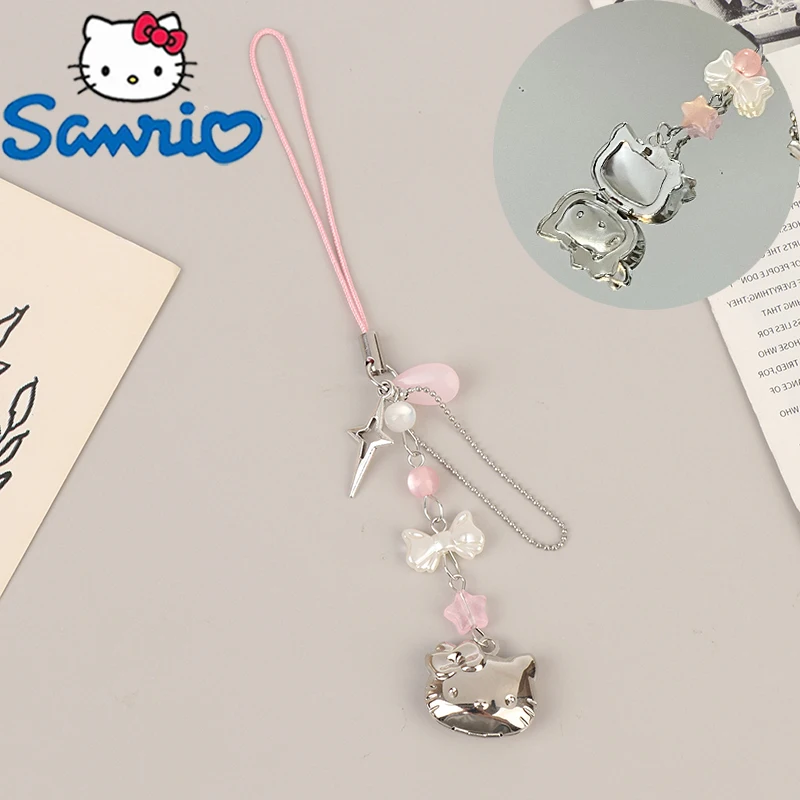 Kawaii Sanrio Olá Kitty Bow Starry Bead, Cadeia Telefone, Menina Dos Desenhos Animados CCD Decoração Da Câmera, Pingente, Mochila Pendurada Ornamentos, Presente