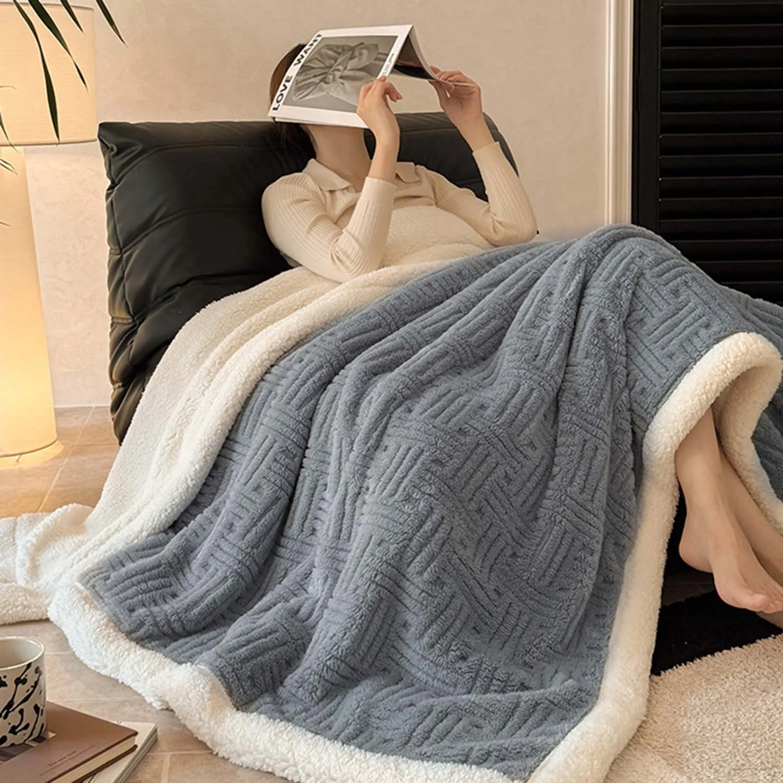 Nueva manta cálida de lana de leche tallada para cama, mantas suaves y esponjosas para sofá, funda cálida y acogedora para sofá, mantas para siesta