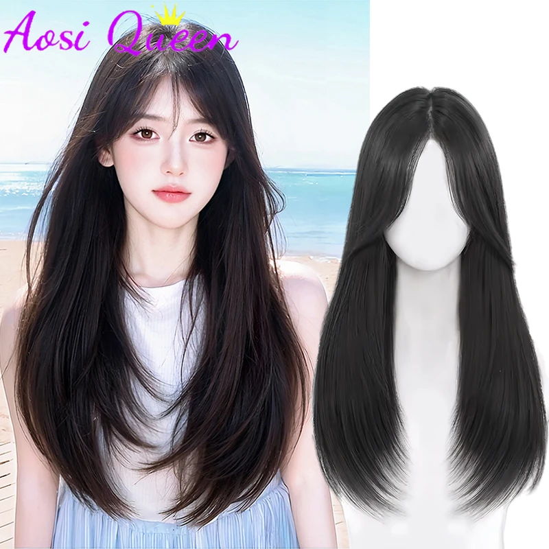 AOSI Synthetic 15*16CM Women's Long Hair Topper Fluffy Synthetic Hairpin Top Wavy Curly Straight Hair Hair Piece Replacement Wig