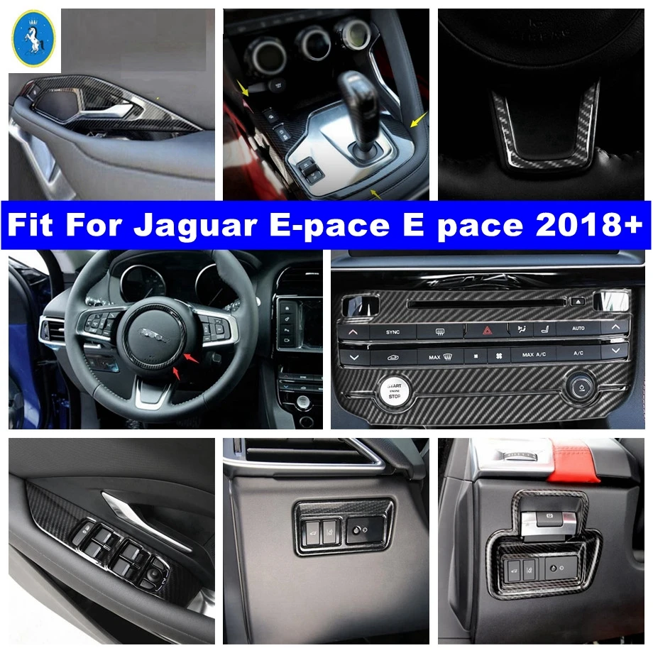 

Steering Wheel / Gear Shift Panel / Door Bowl / AC Cover Trim For Jaguar E-pace E Pace 2018 - 2023 Carbon Fiber Look Accessories