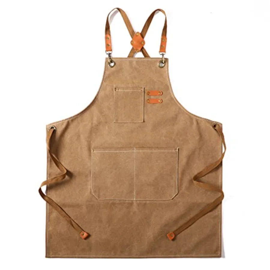 

Tosewever Canvas Cross Back Chef Cotton Aprons for Men Women with Large Pockets
