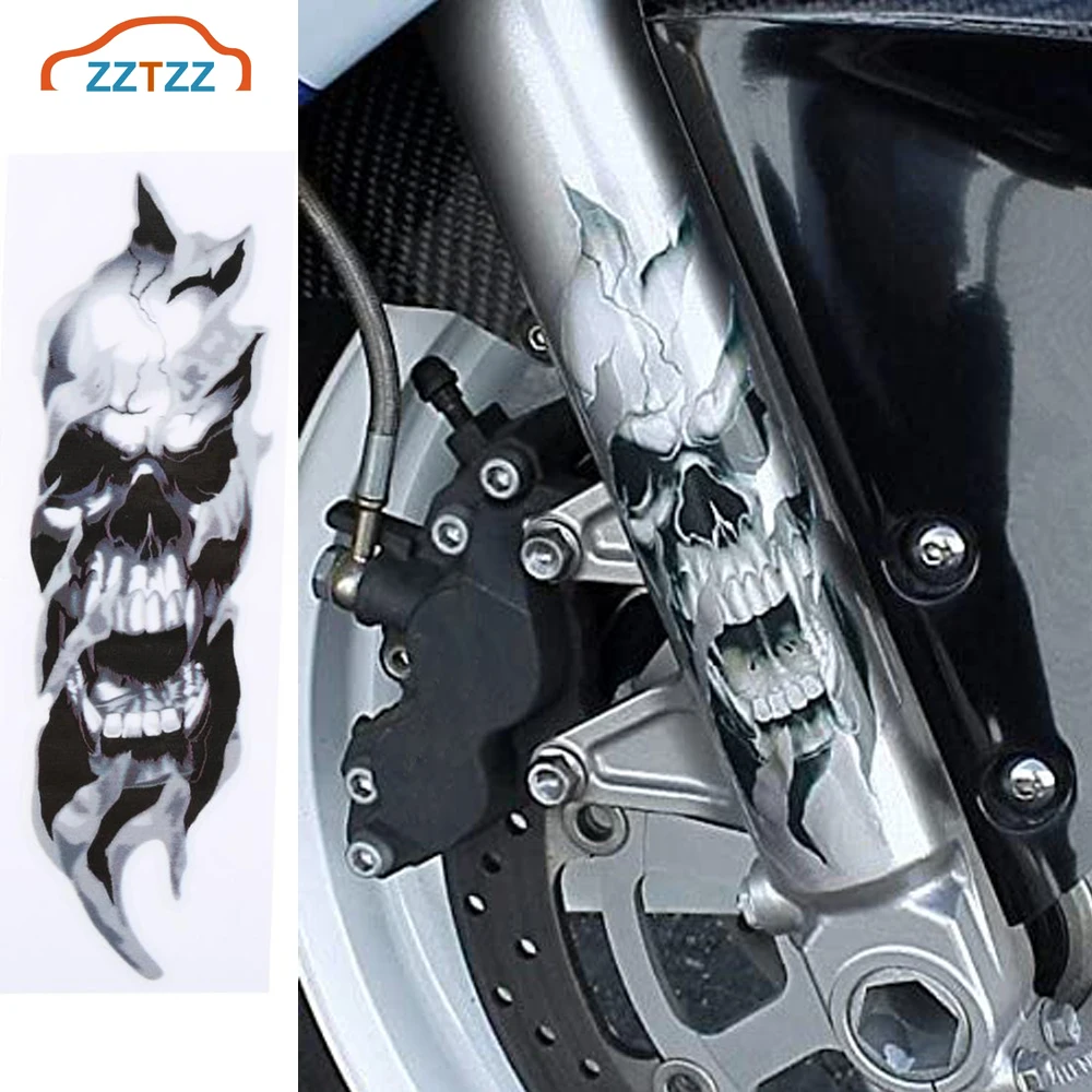 2Pcs/Pair Universal Motorcycle Front FORK SKULL Decals Graphic Stickers for Motorcycle Car Stickers