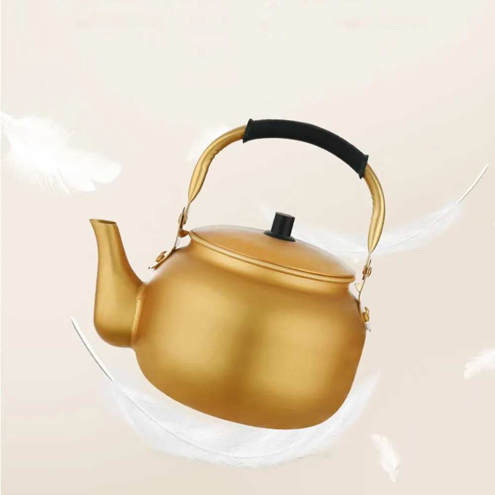 1PCS Useful 550ml/750ml Large Capacity Household Kitchen Accessories Coffee Pot Water Kettle Gold Aluminum Portable Teapot