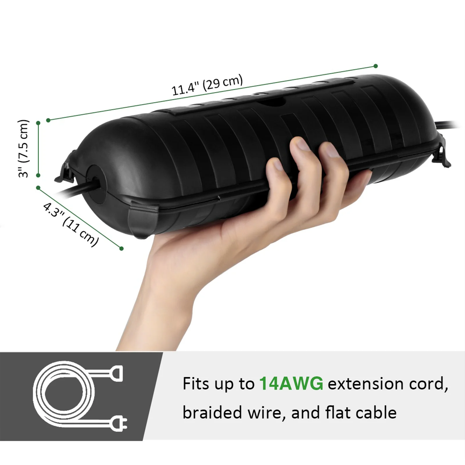 Flemoon 29 x 11 x 7.5 cm 2個セット コンパクトサイズ 屋外延長コードカバー 屋外電源プラグ用 防水屋外電気ボックス