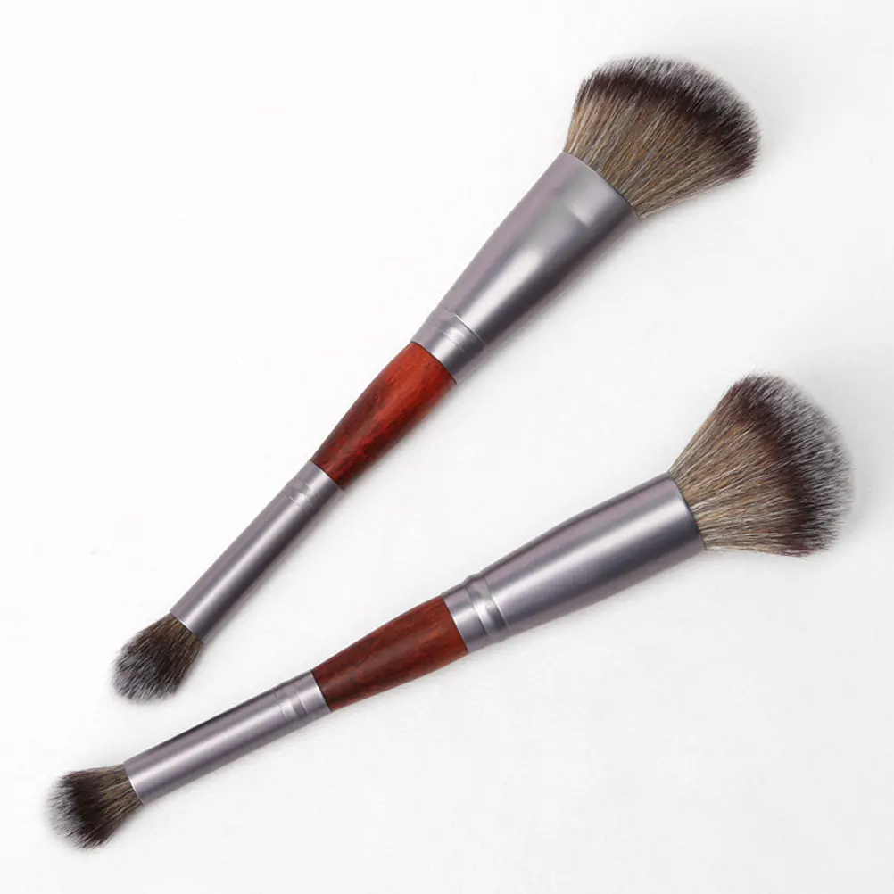 Brocha de maquillaje de doble punta, compacta, ligera, portátil, para viajes, hogar, salón, regalo Ideal para belleza de mujeres, 2 uds.