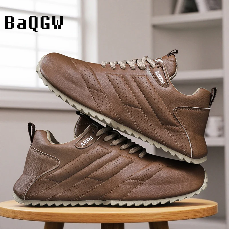 

2026 Leather Striped Casual Sneakers for Men Women Comfortable Walking Shoes Leather Upper Lightweight Daily Commute Wear