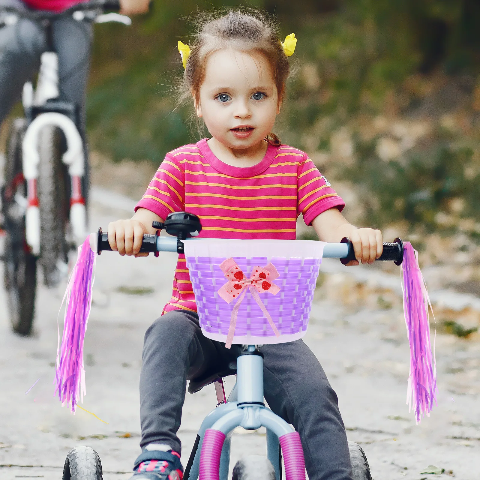 

Bike Bell Scooter Set Kids Child Horn Woven Baskets Handlebar Streamers Durable Accessories Fits Childrens Bike Storage