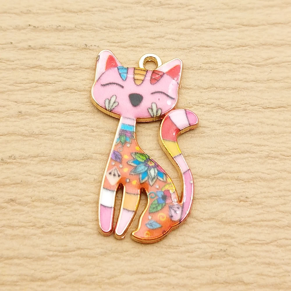 10pcs Cat Charm for DIY Jewellery Making Accessories