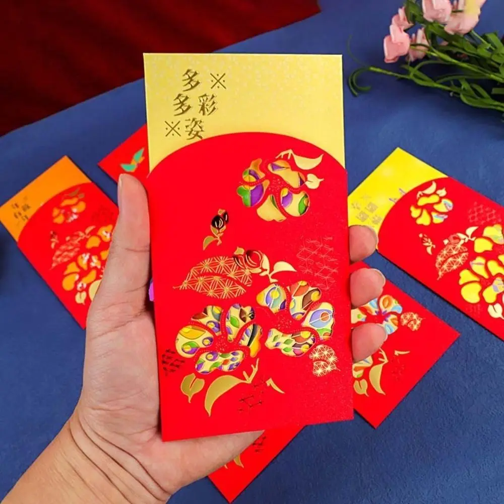 

2Pcs/set Spring Festival Supplies Red Envelope Chinese Dragon Year Greeting Card Luck Money Bag FU Character Red Hongbao