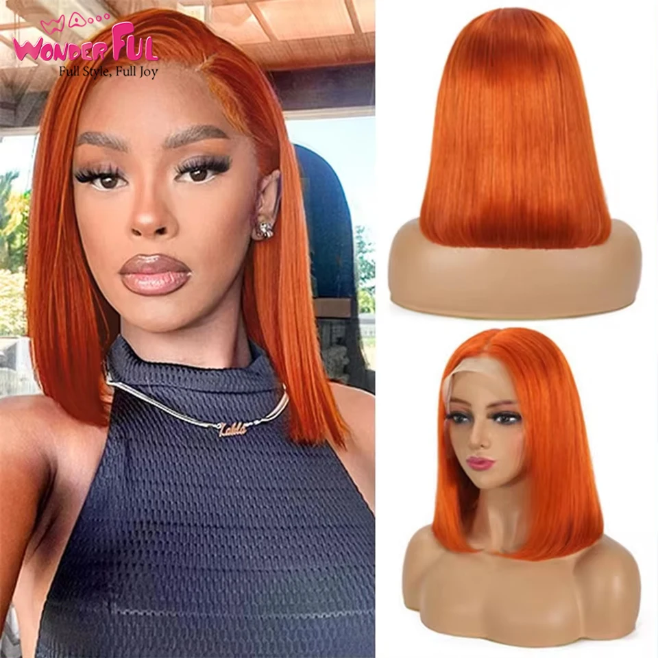 

Wonderful Brazilian Remy Hair Orange 13x6x1 Lace Front Short Bob Wigs Human Hair Wigs Bob Lace Wigs For Black Women