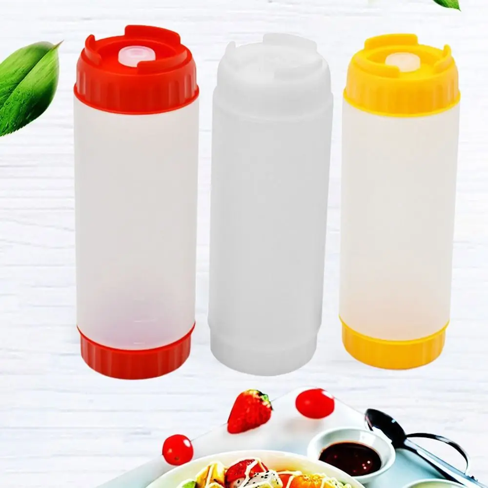 Double Head Squeeze Sauce Bottle In First Out First Large Capacity Squeeze Bottles Plastic 16oz 20oz 24oz Ketchup Picnic Cooker