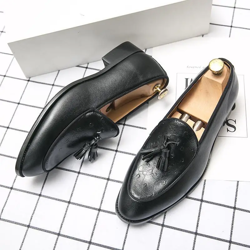 Zapatos formales para hombre, zapatillas de deporte informales Retro británicas, ropa Formal de negocios, trabajo negro