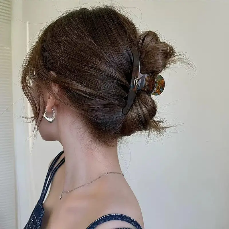 New Acetate Hair Clip for Women Gold Color Letter French Trendy Claw Clips Korean Hair Accessories Temperament Grab Barrette