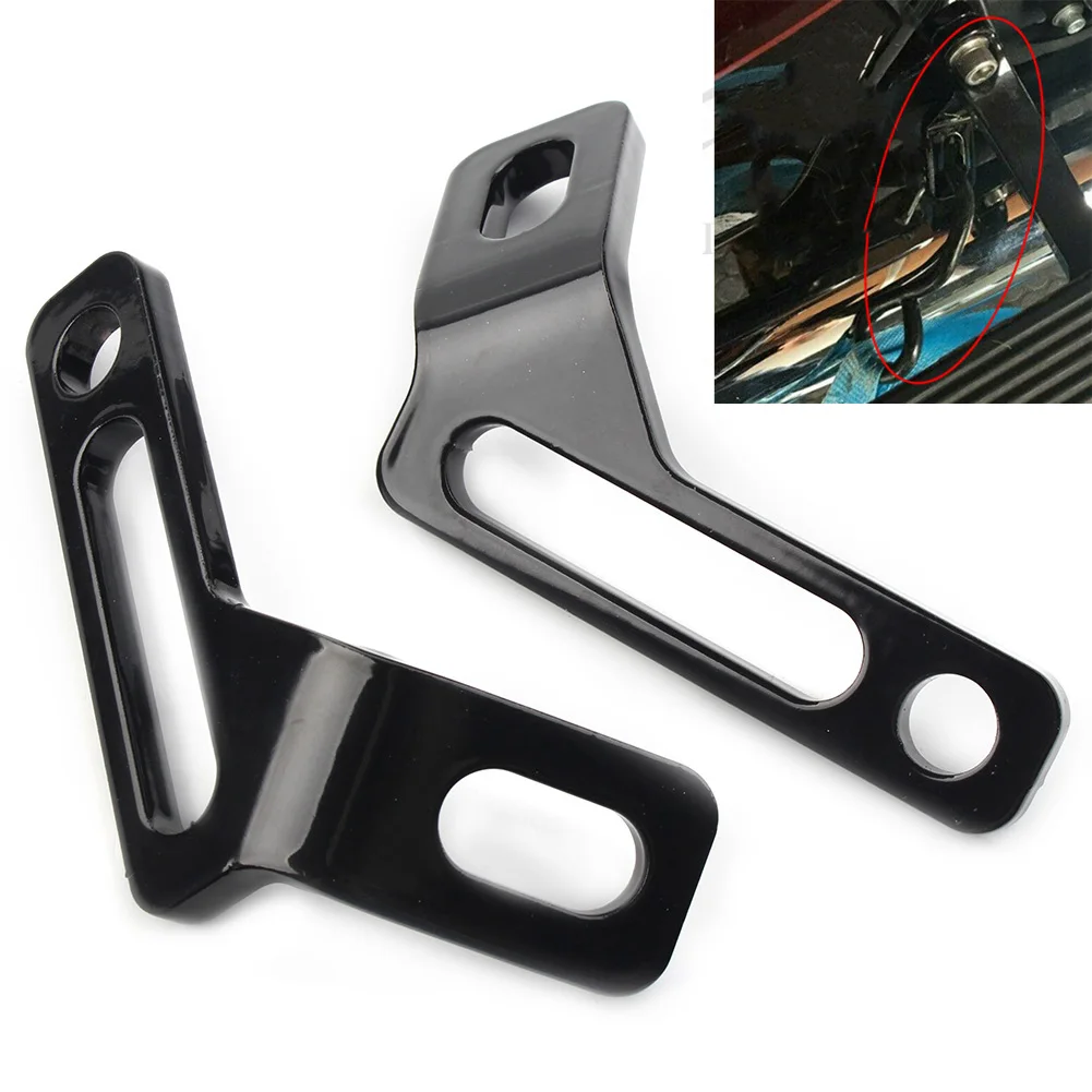 2Pcs Motorcycle Rear Footrest Tie-Down Brackets Steel Black For Harley Touring Model Road King FLHX FLHTC FLHR FLTR 1993-2021