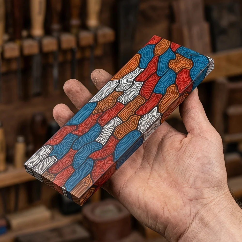 1 Piece 130X43X5MM 6 Colors Damascus Pattern Knife Handle Scale DIY Making G10 Composite Material Material Board Plate