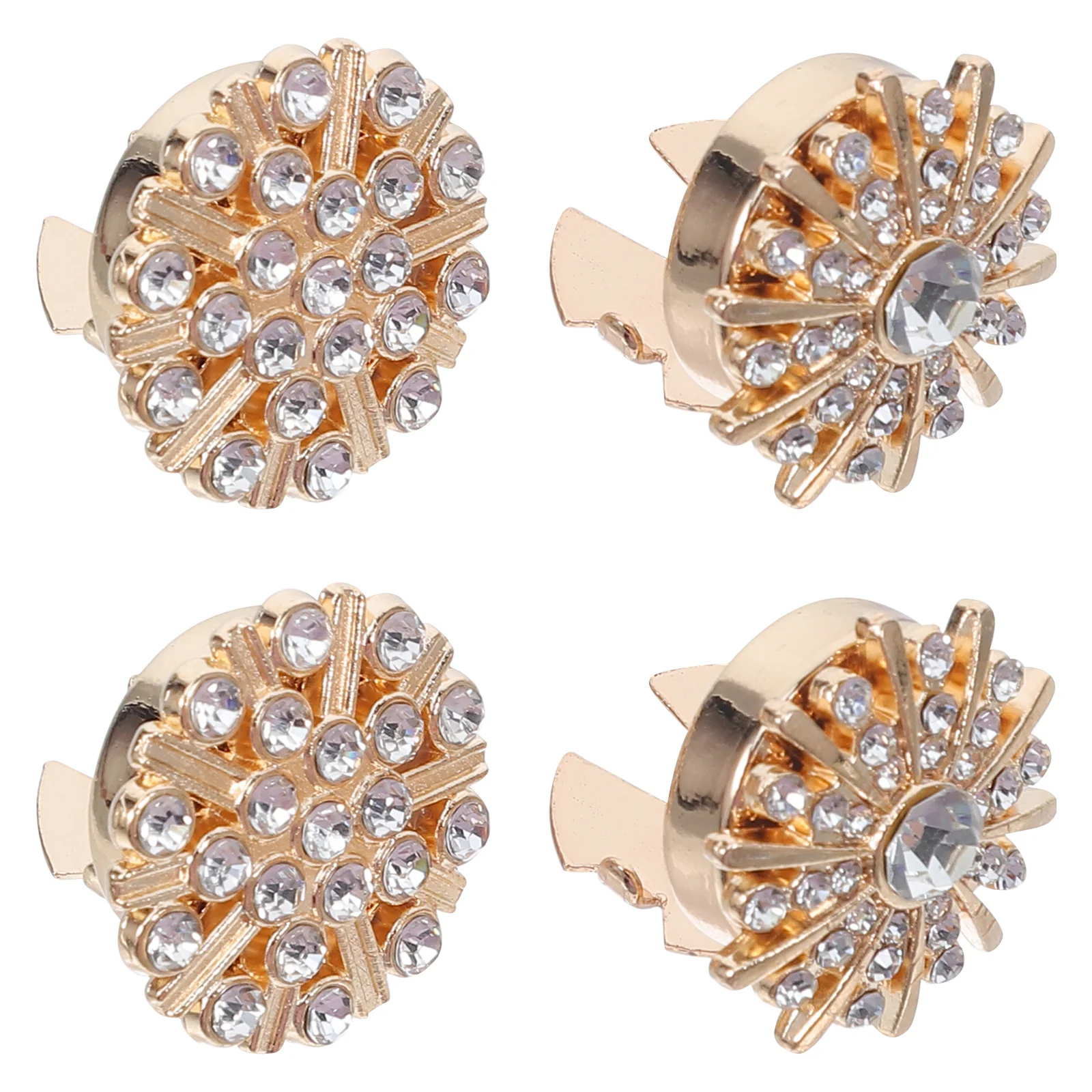 

4Pcs Gold Rhinestone Button Covers Detachable Sparkling Clips for Dress Shirts Tuxedos Women Blouses Party Wedding Formal Events