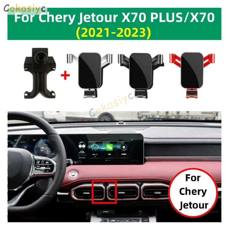 Suporte de Telefone para Carro para Chery Jetour X70 Plus X70 2021-2023, Suporte Rotativo para GPS e Telefone, Montagem na Saída de Ar, Acessórios par