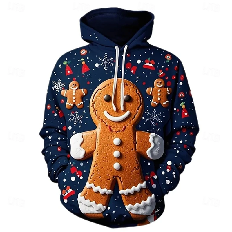 Funny Gingerbread Man Pattern Hoodies Fashion Autumn Men Women Long Sleeve 3D Printed Couple Pullovers Casual Loose Sweatshirts