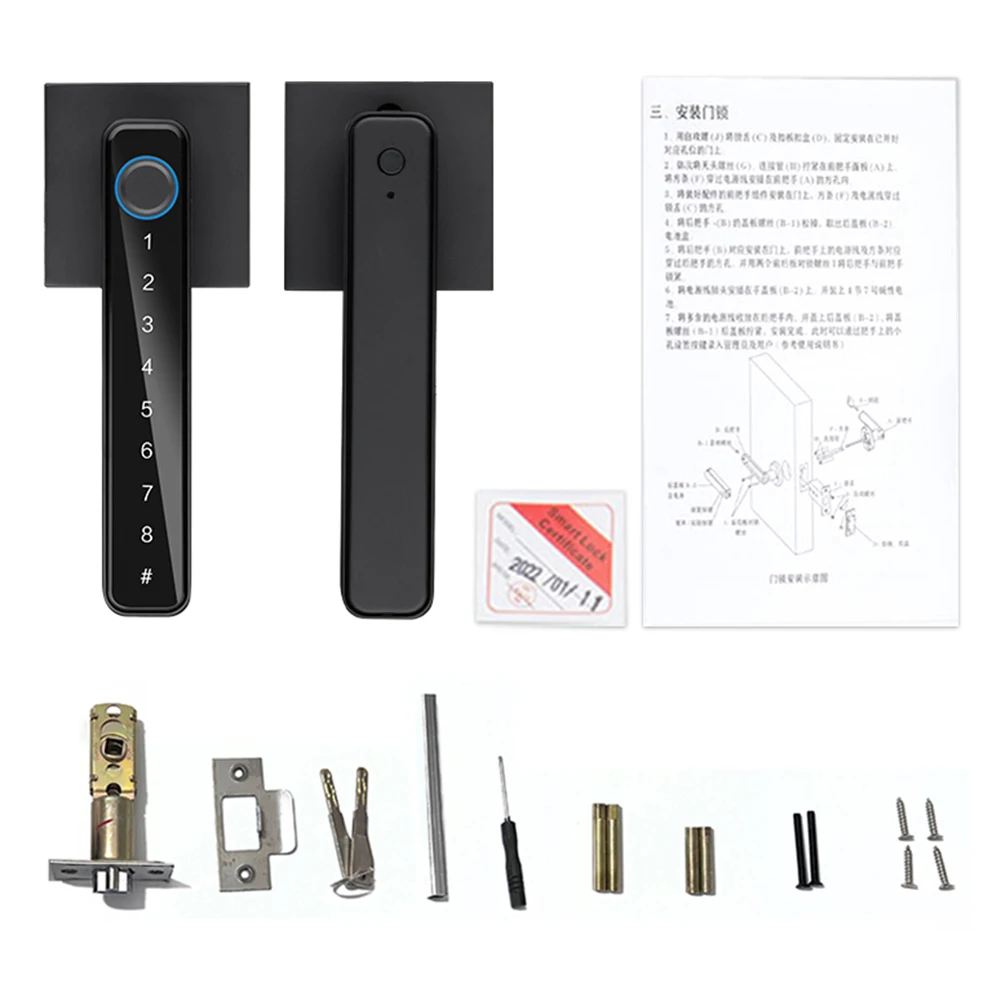Отпечаток пальца, пароль, ключ, разблокировка TUYA/TTLOCK, управление через приложение, цифровой электронный дверной замок, анти-подглядывающий для домашнего офиса, стеклянные двери