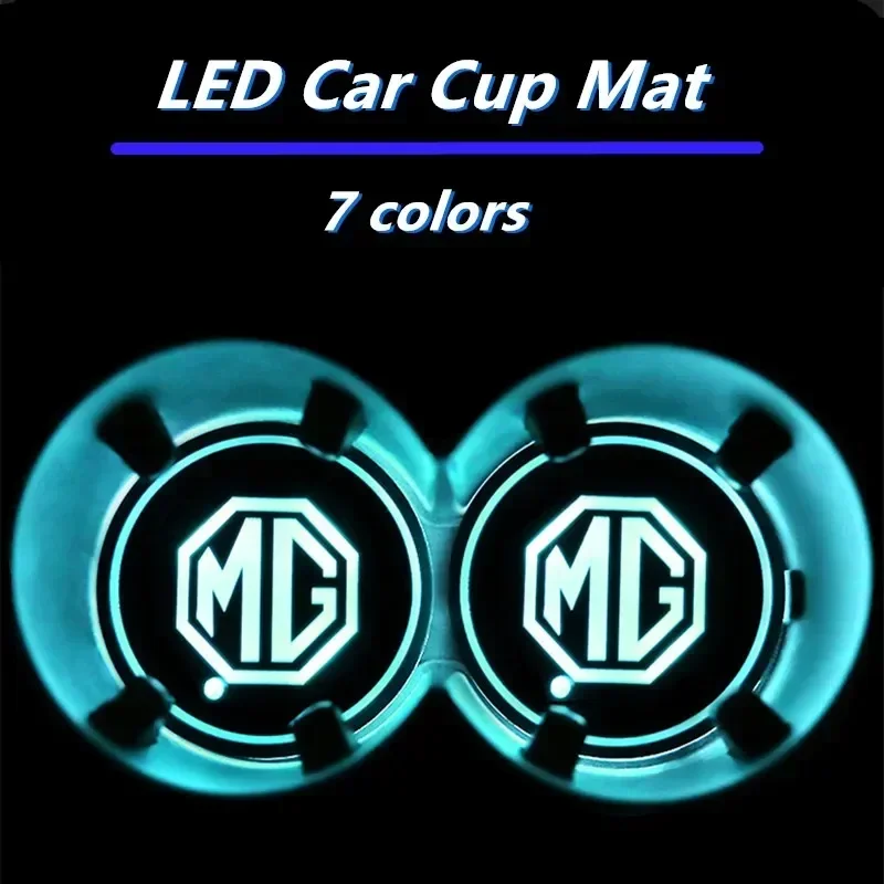 LED Car Cup Mat Car Cup Holder Coaster 7 Colors Auto Interior Atmosphere Light For MG ZS MG4 EV MG HS MG3 MG5 EV Marvel R MG ONE