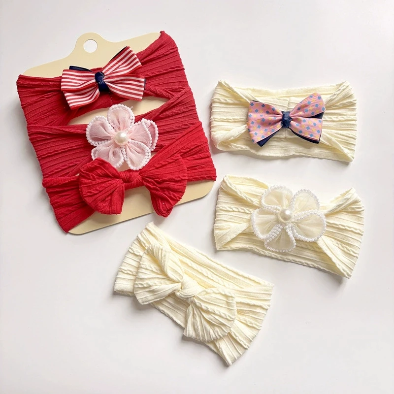 

3 шт./лот, вязаные детские повязки на голову, тюрбан с бантом для девочек, детские повязки для волос, повязка на голову для новорожденных, детские аксессуары для волос, комплект головных уборов для малышей