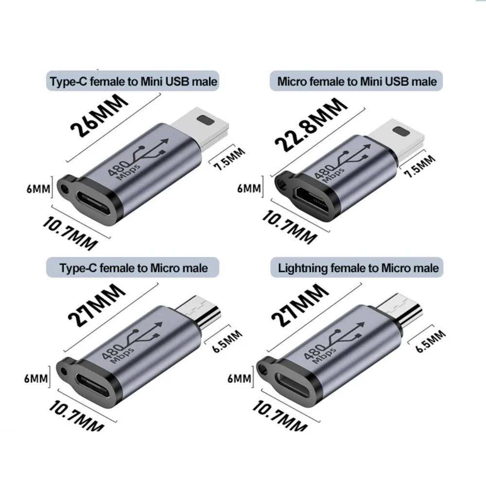 Adaptador USB Tipo-C, Micro para Mini USB, Conversores Feminino para Masculino