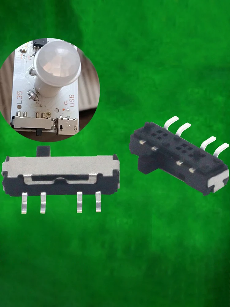 Mini interrupteur coulissant à 4 broches, marche-arrêt, 3 positions, Micro interrupteur à bascule coulissant, interrupteur coulissant horizontal Miniature, 10 pièces