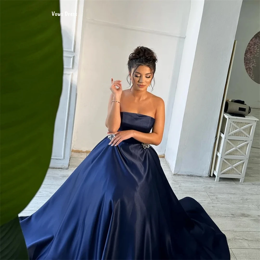 Vows robes de soirée noires femme robes d'invité de mariage élégantes pour les Occasions spéciales sur mesure bustier tubulaire ligne une robes de bal