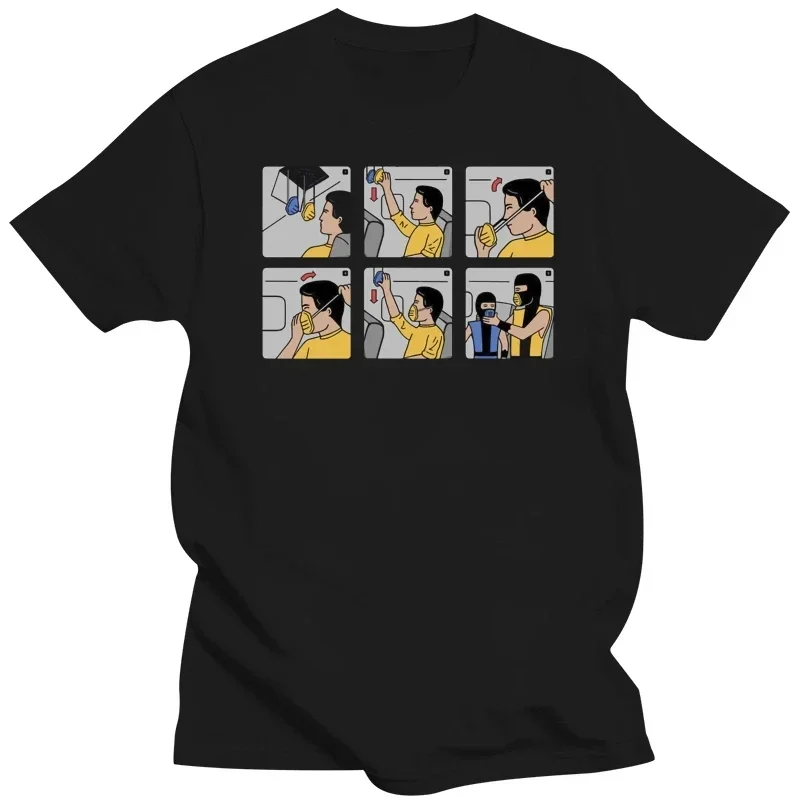 

Mortal Kombat Parody Emergency Kosplay Sub-Zero And Scorpion Funny Black T-Shirt Top Quality Tee Shirt