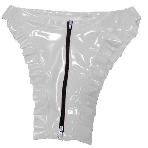 

New Latex 100% Rubber Gummi White Ladies Sexy Triangle Shorts Lace Zipper Design XS-XXL 0.4mm