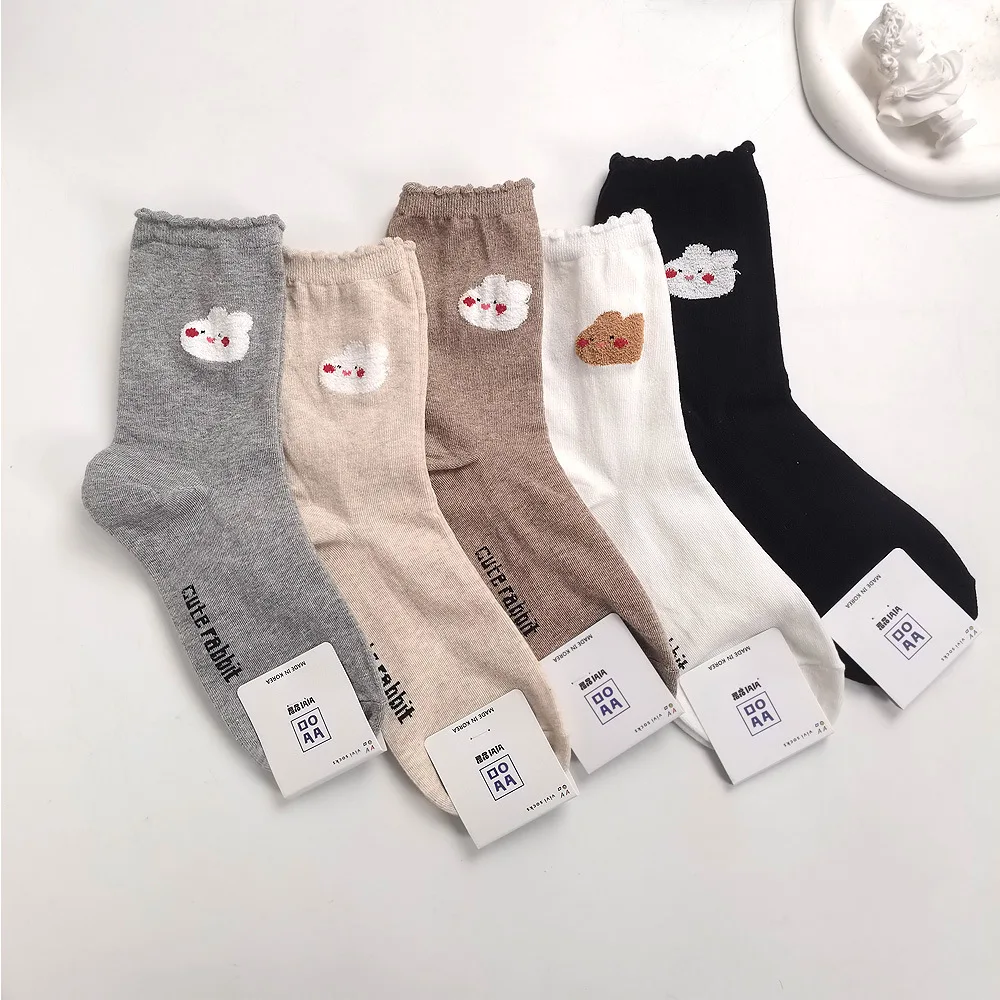 

New Cartoon Elegant Lady Rabbit Women's Cute Socks Cotton Harajuku Style Novelty Breathable Sox Christmas Gifts