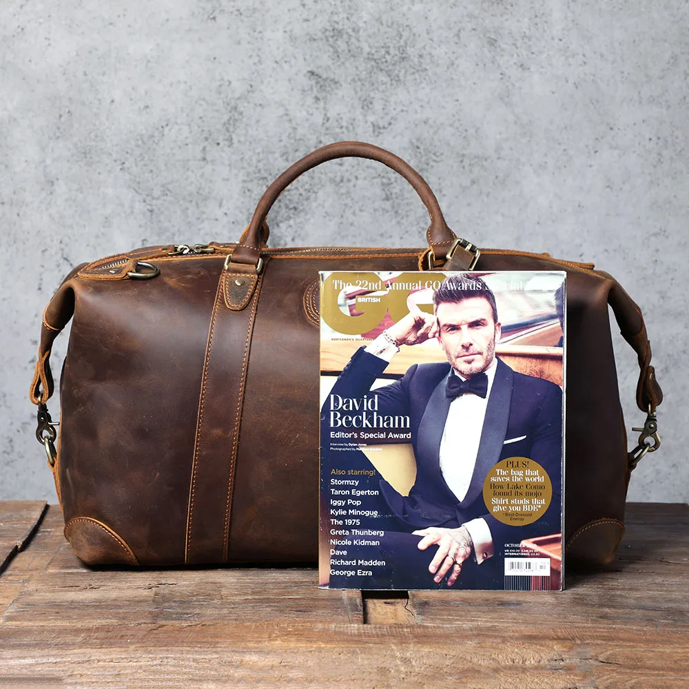 S.WORKER Premium Vollnarbenleder-Reisetasche Echtes Leder Vintage-Stil Große Handgepäcktasche – Detail 22