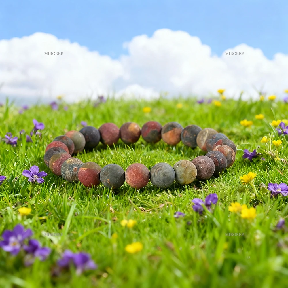 قطعة واحدة من سوار الخرز الحجري الطبيعي متعدد الألوان، ملحق لون الأرض مع خصائص كريستال الشفاء، ملابس يومية #2