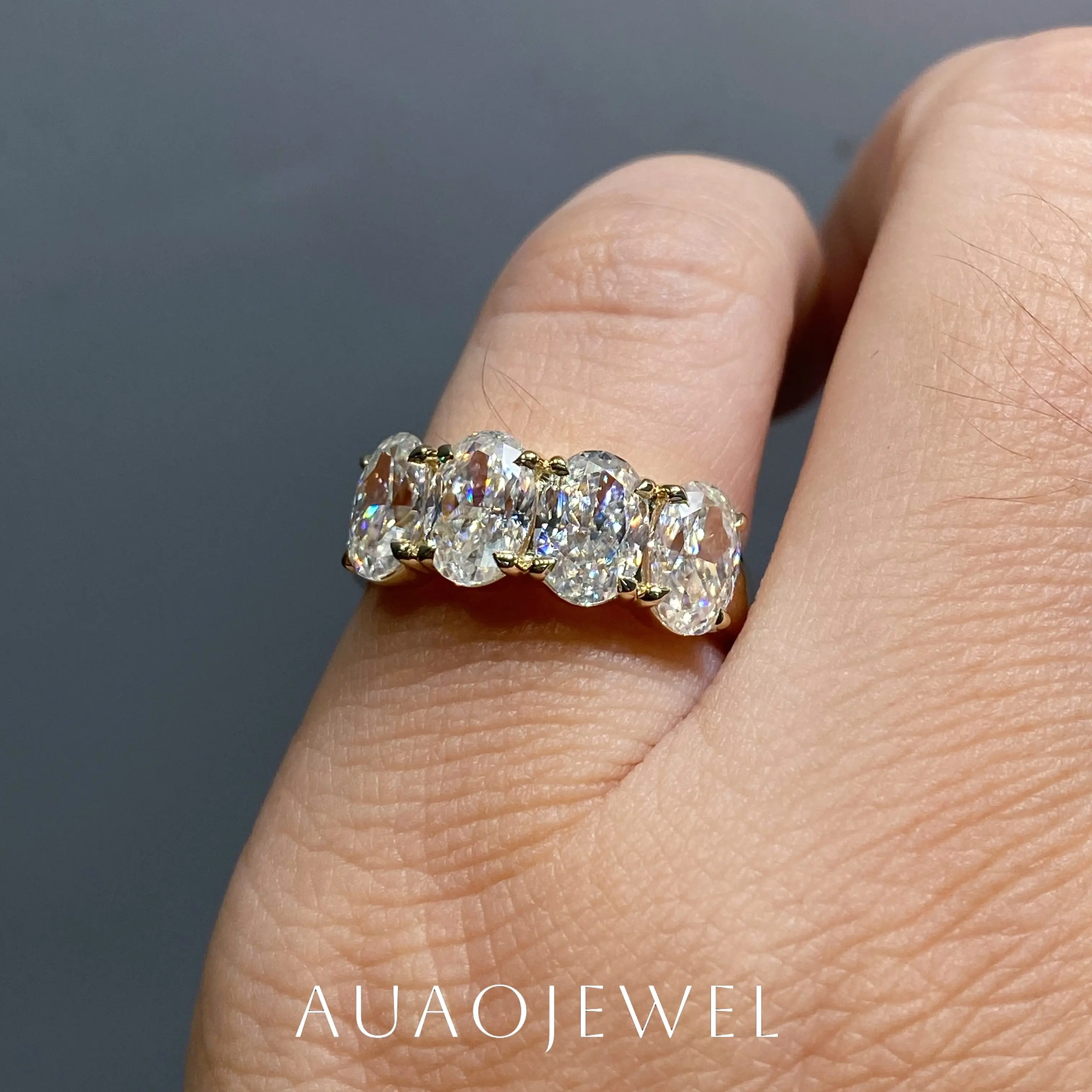 

AUAOJEWEL 1Carat Oval Moissanite 18K Gold Jewelry Real White Gold Rings Silver 925 Jewellry Luxury Certified Ladies Accessories