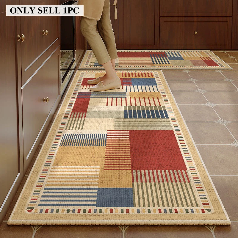 Carpet for Kitchen Floor Mats Stain-resistant Dirt-resistant Foot Mat Geometric Pattern Long Rug American Style Home Decor Rugs