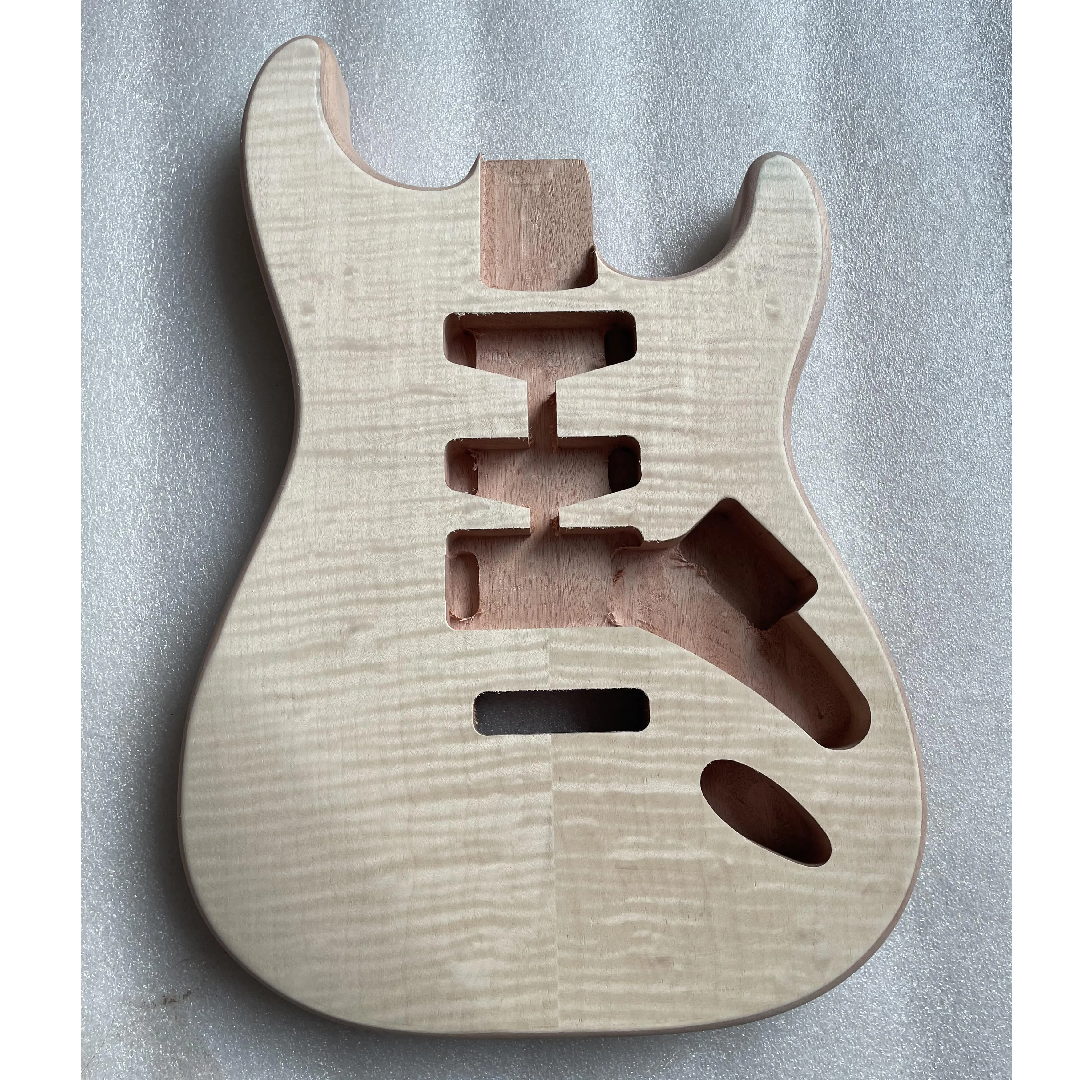 Costomized Flame Maple Veneer ST body one piece of mahogany electric guitar DIY  professional modified body ssh semi-finished