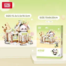 LOZ-1380 Panda Ice Cream House Funky Wooden House Mini Street View series assembled model pieces children's building blocks toys