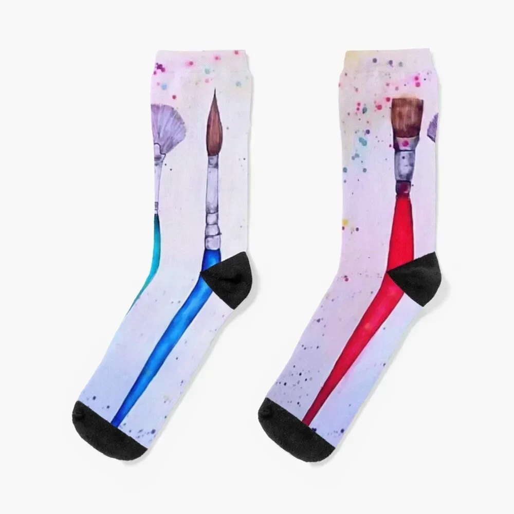 

Paint brushes illustration with inks Socks man hiphop colored cute Men Socks Women's