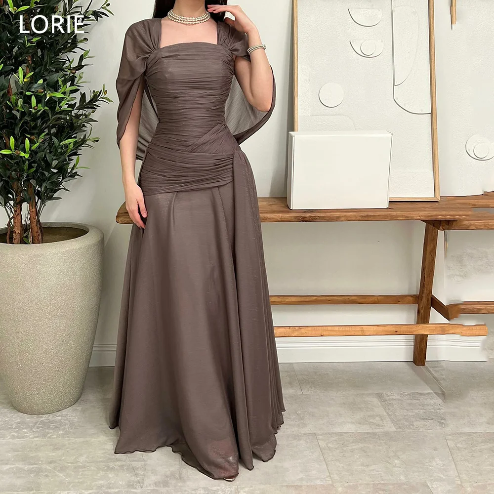 

LORIE Chic Chiffon Evening Dresses Square Collar Sleeveless Tulle Party Dress Pleats A-Line Prom Gowns Customized